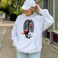 Skeleton Baby Santa Hat Graphic Sweatshirt, Christmas Pregnancy Hoodie, Adorable Maternity Holiday Pullover, Expecting Mom Present