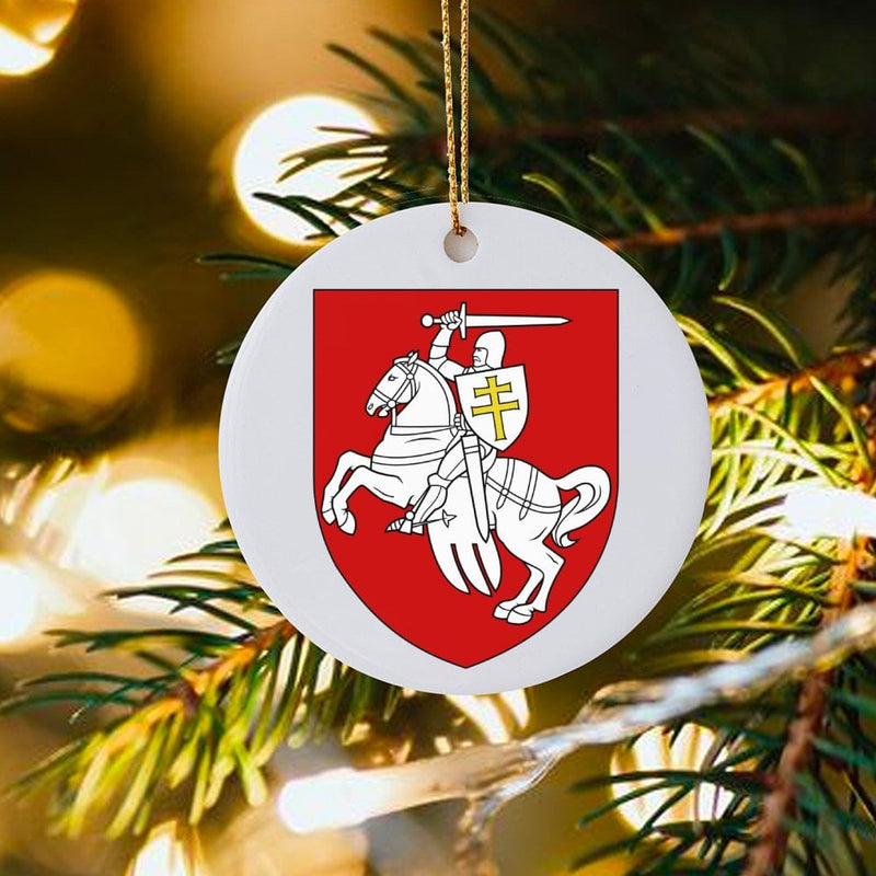 Lithuanian Vytis Knight Ceramic Ornament, Lithuania Coat of Arms Ornament, National Emblem Christmas Tree Ornament, Heritage Keepsake Present