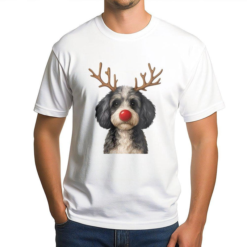 Adorable Puppy Antlers Shirt, Christmas Reindeer Dog T-Shirt, Red Nose Dog Graphic Tee, Festive Xmas Dog T-Shirt, Holiday Dog Lover Present