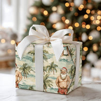 Humorous Tropical Beach Christmas Gift Wrap, Shirtless Santa Wrapping Paper, Palm Tree Holiday Wrapping Paper, Humorous Summer Gift Wrap Roll