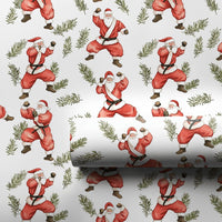 Black Belt Martial Arts Gift Wrap, Karate Santa Wrapping Paper, Humorous Santa Claus Christmas Wrapping Paper, Karate Holiday Present Gift Wrap