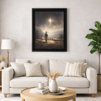 Holy Night Christian Canvas Wall Art, Nativity Shepherd Under Star of Bethlehem Canvas Print, Religious Christmas Manger Wall Decor Present