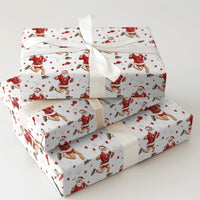 Jogging Santa Claus Gift Wrap, Running Santa Wrapping Paper, Humorous Fitness Santa Holiday Wrap, Adorable Christmas Present Wrapping Paper Roll