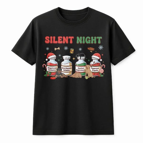 Humorous Veterinary Christmas T-Shirt, Silent Night Vet Med T-Shirt, Vet Tech Holiday Graphic Tee, Vet Student Xmas Shirt, Ve