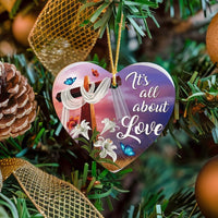 Religious Lilies Butterflies Ceramic Ornament, Christian Cross Heart Ornament, Faith Easter Tree Decor, Christmas Ornament Present for Believer