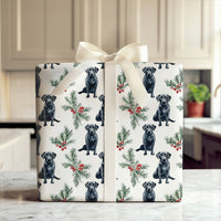 Watercolor Santa Hat Dog Gift Wrap Paper, Black Labrador Christmas Wrapping Paper, Holiday Present Wrap, Dog Lover Xmas Wrapping Paper