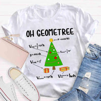 Humorous Geometry Pun Xmas Tree Shirt, Oh Geometree Math Christmas T-Shirt, Math Teacher Holiday Tee, Student Math Humor Shirt Present