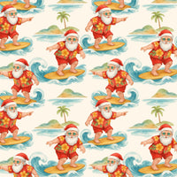 Tropical Santa Gift Wrap, Surfing Santa Christmas Wrapping Paper, Hawaiian Holiday Wrapping Paper, Coastal Xmas Gift Wrap, Beach Santa Paper
