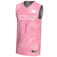 #1 Michigan Wolverines Lightweight Basketball Fashion Jersey - Pink
