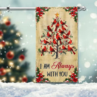 Christmas Tree Memorial Yard Flag, Cardinal Garden Flag I Am Always with You, Double Sided Sympathy Lawn Flag, Holiday Bereavement