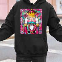 Preppy Artistic Nutcracker Sweatshirt, Colorful Nutcracker Hoodie, Festive Christmas Ballet Pullover, Retro Holiday Nutcracker Hoodie