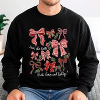 Deck the Halls Sweatshirt, Christmas Bows Sweatshirt, Coquette Holiday Bow Sweatshirt, Retro Winter Graphic Sweater, Christmas Present for Her