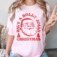 Have A Holly Jolly Christmas Graphic Tee, Retro Santa T-Shirt, Vintage Santa Claus Shirt, Adorable Holiday Season Graphic T-Shirt for Xmas
