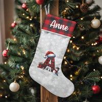 Buffalo Plaid Monogram Stocking, Personalized Letter A Christmas Stocking, Custom Name Holiday Stocking, Rustic Family Christmas Stocking
