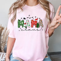 Adorable Holiday Lettering Graphic Tee, Mama Claus Christmas T-Shirt, Festive Mom Christmas Shirt, Matching Family Xmas Outfit Tee