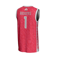 #1 Ohio State Buckeyes Lightweight Highlight Print Basketball Jersey - Scarlet