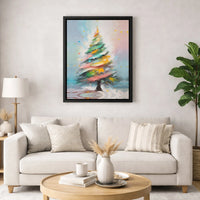 Colorful Holiday Tree Canvas Wall Print, Abstract Christmas Tree Canvas Art, Modern Festive Winter Canvas Decor, Xmas Office Present