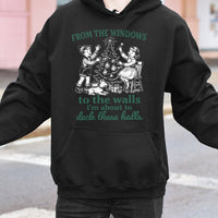 Humorous Christmas Hoodie, Deck the Halls Rap Hoodie, Hip Hop Holiday Hoodie, Xmas Graphic Hooded Sweatshirt, Holiday Present for Music Lovers