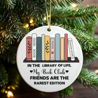 Library of Life Bookshelf Ornament, Book Lover Christmas Ceramic Ornament, Reading Keepsake Ornament, Holiday Present for Librarian Reader