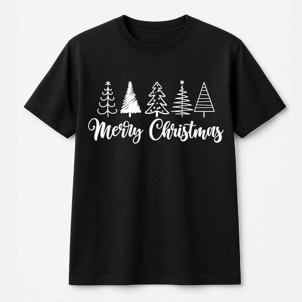 Merry Christmas Pine Graphic Tee, Hand-Drawn Christmas Tree T-Shirt, Holiday Forest Graphic T-Shirt, Vintage Nature Shirt, Wi