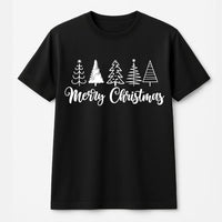 Merry Christmas Pine Graphic Tee, Hand-Drawn Christmas Tree T-Shirt, Holiday Forest Graphic T-Shirt, Vintage Nature Shirt, Winter Xmas Present