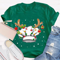 Humorous Holiday Baker Cook Shirt, Christmas Chef Hat Snowflake T-Shirt, Christmas Cooking Lights Tee, Kitchen Baking Christmas T-Shirt