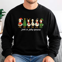 Silly Duck Holiday Sweater, Jolly Goose Christmas Sweatshirt, Humorous Animal Graphic Crewneck, Adorable Winter Season Pullover Present