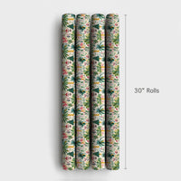 Coastal Palm Tree Gift Wrap Roll, Tropical Christmas Wrapping Paper, Village Winter Holiday Wrapping Paper, Beachy Christmas Gift Wrap