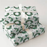 Festive Holiday Wreath Gift Wrap Roll, Volleyball Christmas Wrapping Paper, Sports Team Present Wrap, Athlete Coach Winter Wrapping Paper
