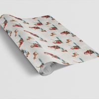 Reindeer Winter Scene Gift Wrap, Santa Ice Fishing Wrapping Paper, Whimsical Christmas Paper Roll, Snowy Holiday Gift Wrapping Paper