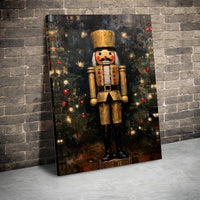 Gold Impressionist Christmas Soldier, Nutcracker Canvas Wall Art, Holiday Seasonal Wall Decor, Xmas Nutcracker Print, Digital Download