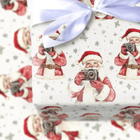 Vintage Camera Christmas Gift Wrap, Photographer Santa Wrapping Paper, Photography Holiday Wrapping Paper, Photo Lover Wrapping Paper Roll