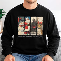 Retro Santa Snowman Reindeer Sweater, Vintage Christmas Sweatshirt, Nostalgic Holiday Graphic Pullover, Winter Xmas Crewneck, Christmas Present
