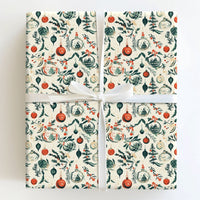 Retro Holly Snow Globe Gift Wrap, Vintage Christmas Ornament Wrapping Paper, Nostalgic Holiday Wrapping Paper, Winter Present Gift Wrap