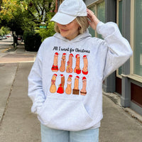 Humorous Adult Humor Xmas Sweatshirt, All I Want for Christmas Naughty Hoodie, Secret Santa Holiday Pullover, Hilarious Christmas Hooded Top