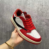 Low Top Sneakers, Red White Colorway, Reverse Hook Design, Lace Up Design, Casual Gift for Sneaker Fans