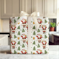 Humorous Beer Lover Gift Wrap, Santa Drinking Beer Wrapping Paper, Festive Santa Wrapping Paper, Christmas Tree Present Wrap, Holiday Gift Wrap