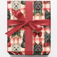 Scottie Dog Plaid Holiday Gift Wrap, Scottish Terrier Wrapping Paper, Festive Christmas Dog Wrapping Paper