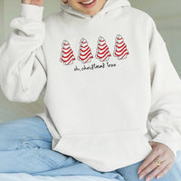 Candy Cane Pine Tree Graphic Hoodie, Oh Christmas Tree Hoodie, Adorable Festive Holiday Hoodie, Winter Xmas Sweatshirt, Holiday Present for Women