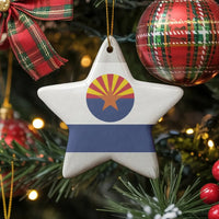 AZ State Pride Christmas Tree Decoration, Arizona State Flag Star Ceramic Ornament, Glossy Holiday Ceramic Keepsake Ornament Present