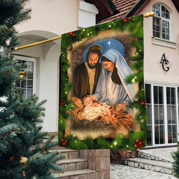 Nativity Scene Holiday Yard Flag, Jesus Is the Reason Christmas Garden Flag, Double Sided Holy Night Lawn Flag, Religious Xma