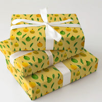 Holiday Pine Sprigs Gift Wrap, Watercolor Christmas Ornaments Wrapping Paper, Festive Xmas Wrapping Paper, Winter Botanical Gift Wrap Roll