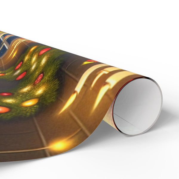 Comfy Family Hearth Gift Wrap, Christmas Fireplace Wrapping Paper, Nostalgic Winter Holiday Wrapping Paper Roll, Festive Xmas