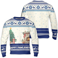 Festive Dog Reindeer Sweater, Happy Pawlidays Ugly Christmas Sweater, Comfy Fireplace Holiday Sweatshirt, Humorous Dog Lover Xmas Present Pullover