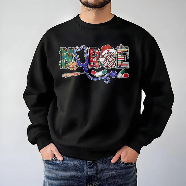 Festive Stethoscope Sweatshirt, Nurse Christmas Sweatshirt, Holiday Medical Crewneck, Healthcare Worker Sweatshirt, Winter Nu