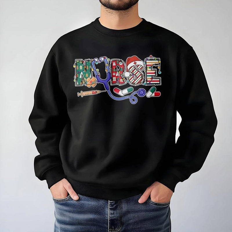 Festive Stethoscope Sweatshirt, Nurse Christmas Sweatshirt, Holiday Medical Crewneck, Healthcare Worker Sweatshirt, Winter Nurse Present