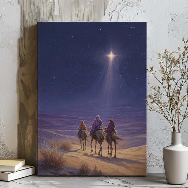 Star of Bethlehem Nativity Scene Art, Three Wise Men Canvas Print, Christian Christmas Decor, Religious Digital Download Canv