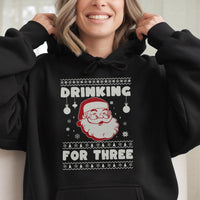 Humorous Santa Twins Pregnancy Announcement Sweatshirt, Drinking for Three Christmas Hoodie, Expectant Mom Maternity Pullover, Holiday Present