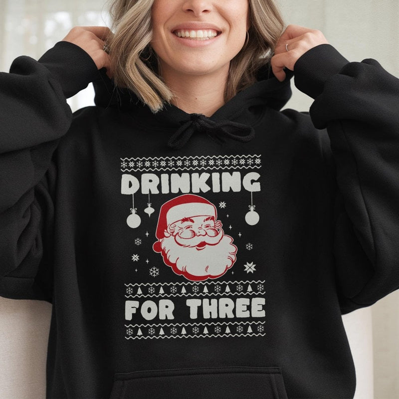 Humorous Santa Twins Pregnancy Announcement Sweatshirt, Drinking for Three Christmas Hoodie, Expectant Mom Maternity Pullover, Holiday Present