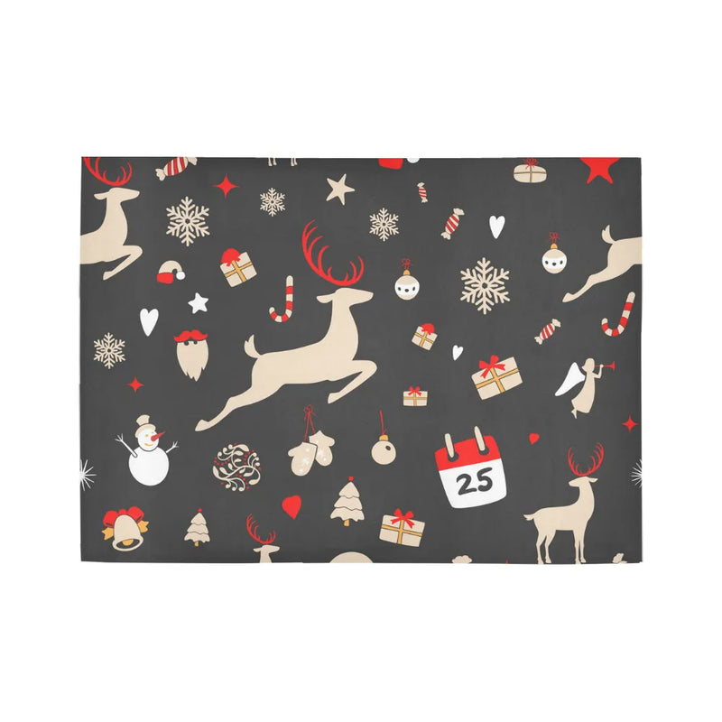 Snowman Reindeer Snowflake Floor Runner Rug, Christmas Holiday Runner Rug, Festive Winter Hallway Runner Rug, Seasonal Floor Mat